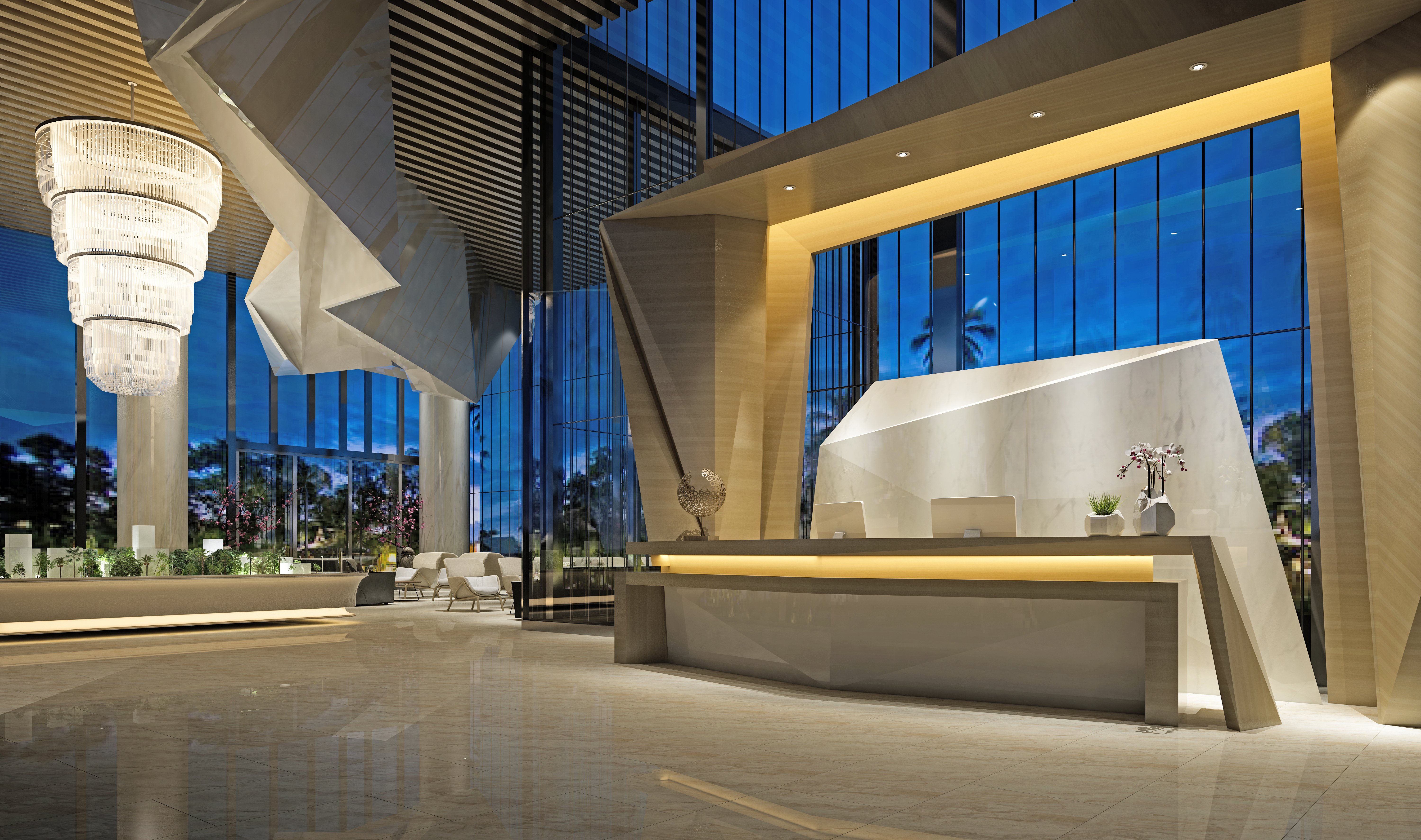 Impression of a modern hotel reception Impression of a modern hotel reception